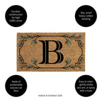 Evergreen Monogram Coir Doormat | Letter D | Front Door Mat For Outdoor Indoor Entrance | 28X16 Inches | Non-Slip Backing Doorwa