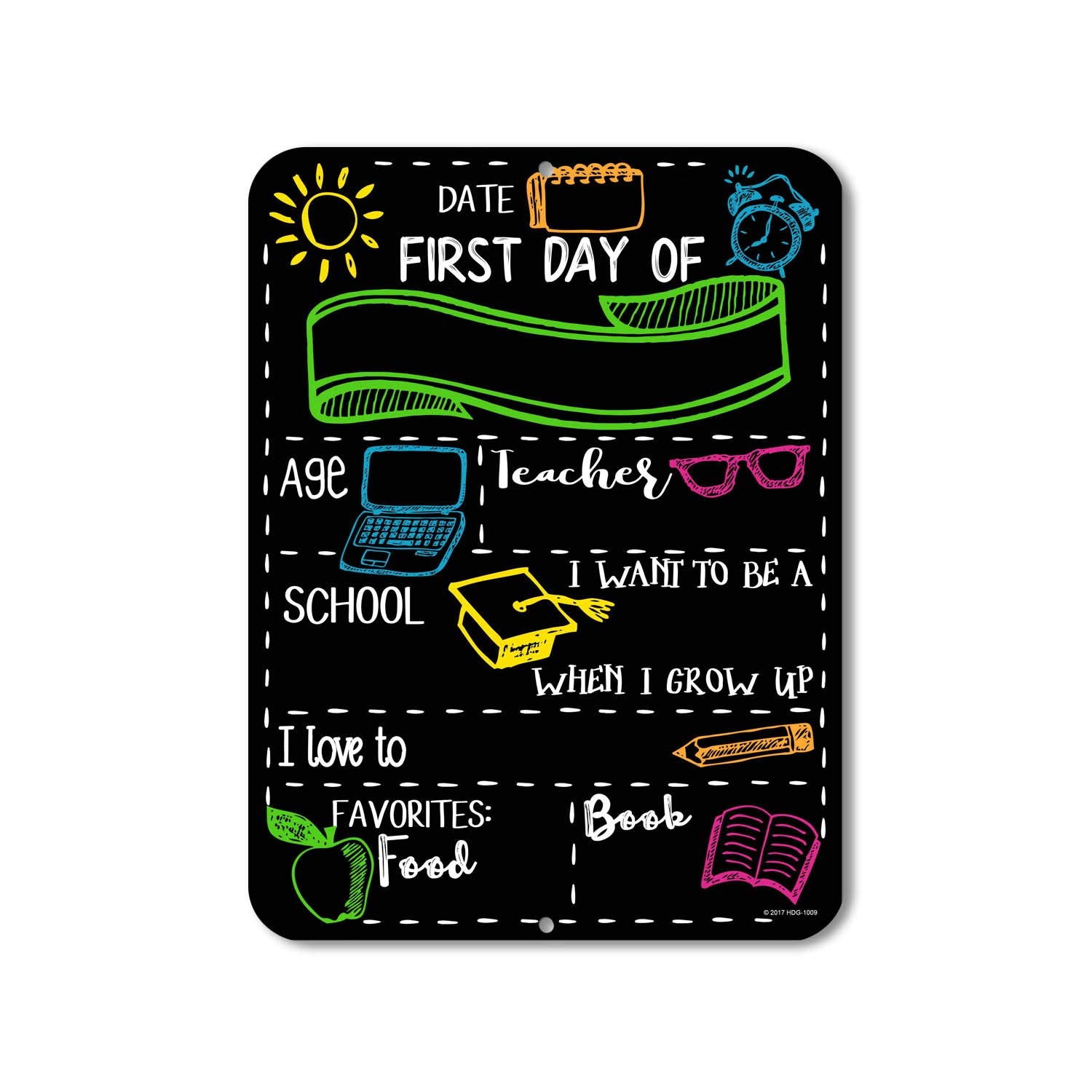 Chalkboard Style First Day of School Photo Prop Tin 9 inch by 12 inch Sign - Reusable Easy Clean Back to School - Customizable w