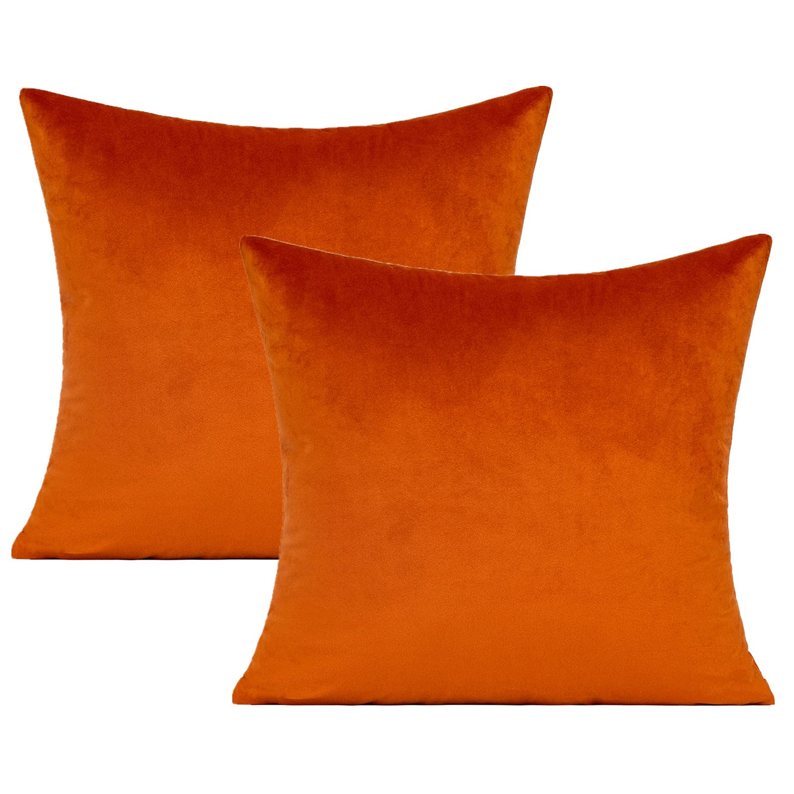 20X20 Inches Burnt Orange Fall Outdoor Throw Pillow Covers Rust Velvet Thanksgiving Decor Autumn Couch Decorative Cushion Cases