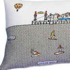 HomeRoots Cream 35' White Ocean City Maryland Daylight Skyline Lumbar Decorative Pillow