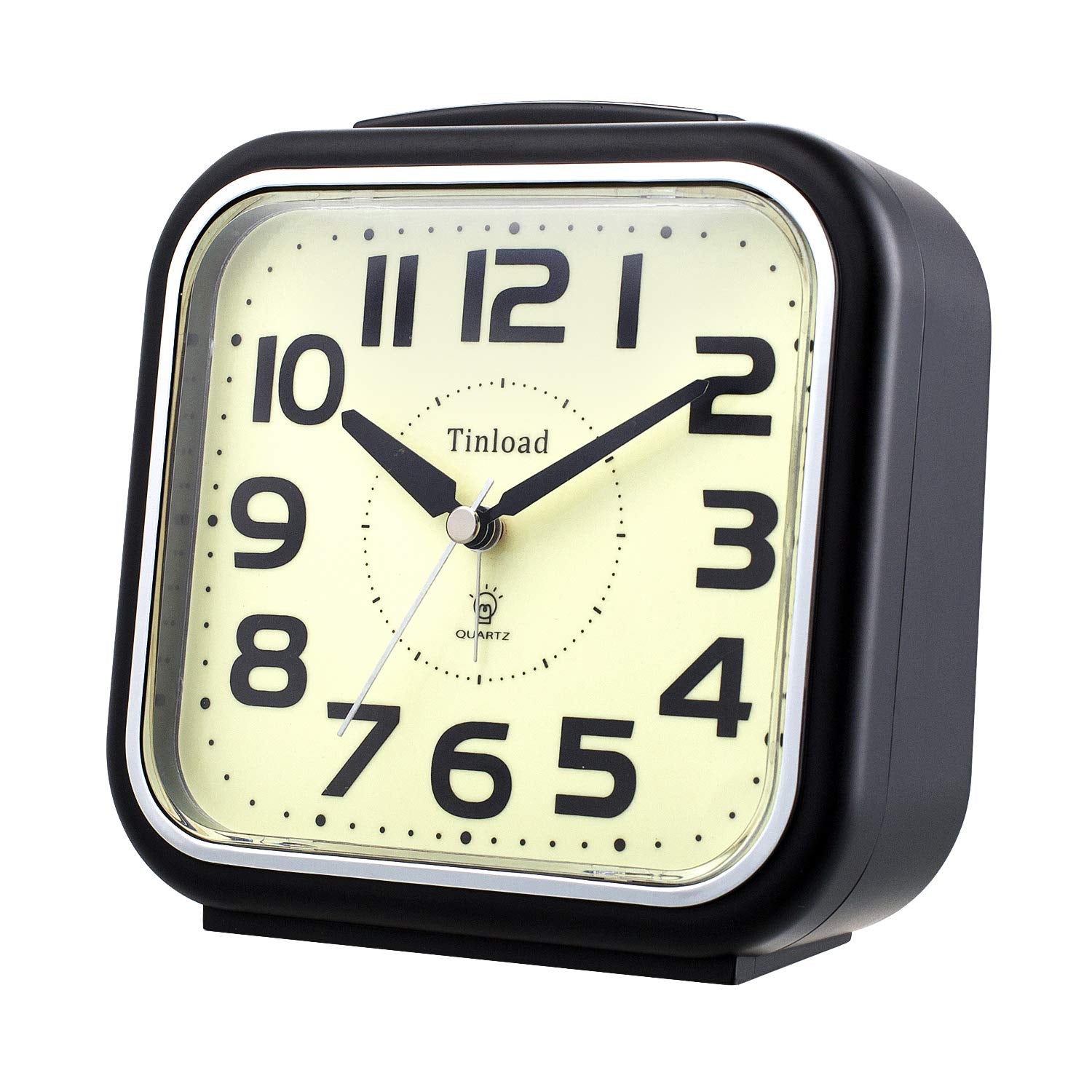 5.5'' Night Light Analog Alarm Clock Silent Non Ticking, Gentle Wake, Beep Sounds, Increasing Volume, Battery Operated Snooze An