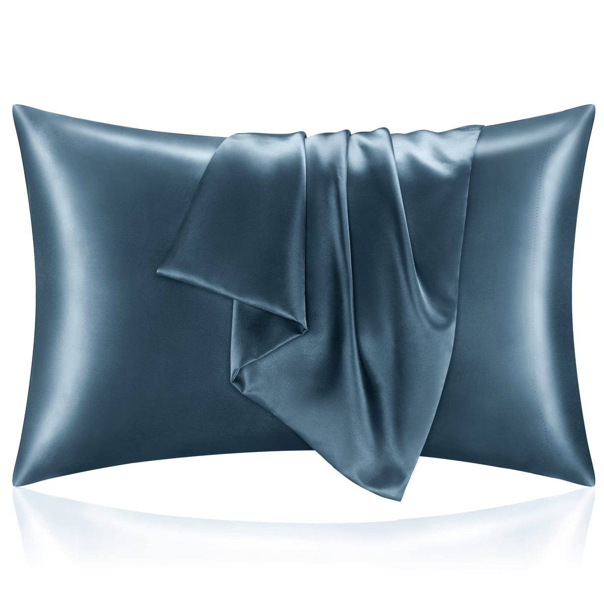 Bedelite Satin Pillowcase For Hair And Skin, Queen Pillow Cases Set Of 2 Pack, Super Soft Silky Bluesteel Pillow Case With Envel