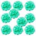 WYZworks Set of 10 - Caribbean Green 14 - (10 Pack) Tissue Pom Poms Flower Party Decorations for Weddings, Birthday, Bridal, Bab