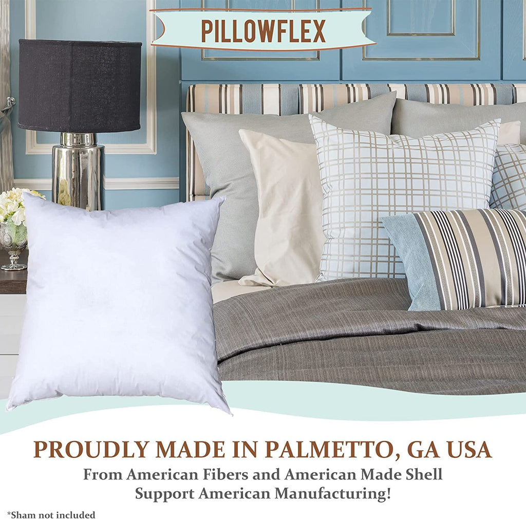 Pillowflex Set Of 2 (15X15) Premium Polyester Pillow Inserts - European Square Pillow Forms, Machine Washable, Sham Pillow Inser