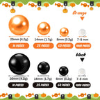 Black Orange Halloween Floating Pearls | 150Pcs Black Orange Pearls Bead For Centerpieces Vases, Black Orange No Hole Beads | 8/