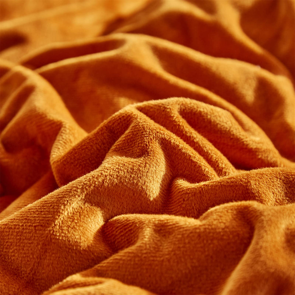 Clothknow Burnt Orange Fluffy Comforter Set King Rust Velvet Bedding Comforter Sets Terracotta Bed Comforter Caramel Comforter Soft Cozy 3Pcs Flannel Comforter Sets King
