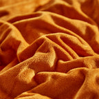 Clothknow Burnt Orange Fluffy Comforter Set King Rust Velvet Bedding Comforter Sets Terracotta Bed Comforter Caramel Comforter Soft Cozy 3Pcs Flannel Comforter Sets King