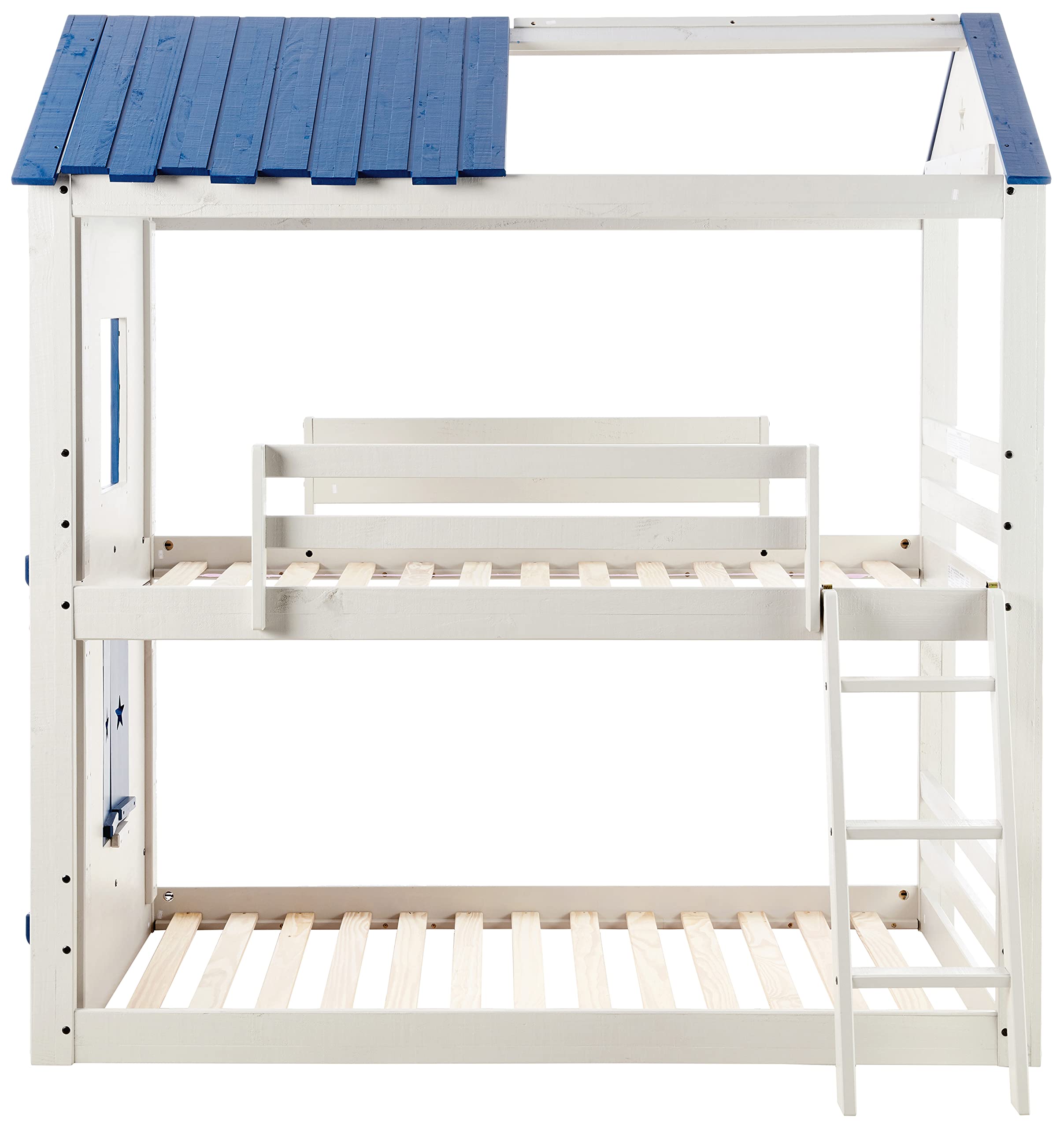 DONCO Kids Stargazer Novelty Twin Over Twin Bunkbed in Light Grey & Blue Finish