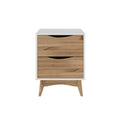 17.79" Nightstand in with 2 Drawers White and Wood