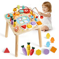 VEVOR Montessori Activity Table for Toddler 1-3 Years Old, 8 in 1 Wooden Learn Activity Desk, Baby Play Table for Boys & Girls A