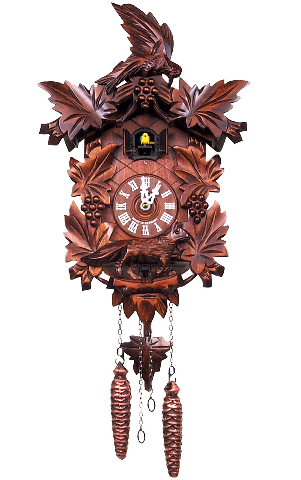 Alexander Taron Importer 932Qm Engstler Battery-Operated Cuckoo Clock-Full Size-15 H X 9.75&quot; W X 6&quot; D, Brown