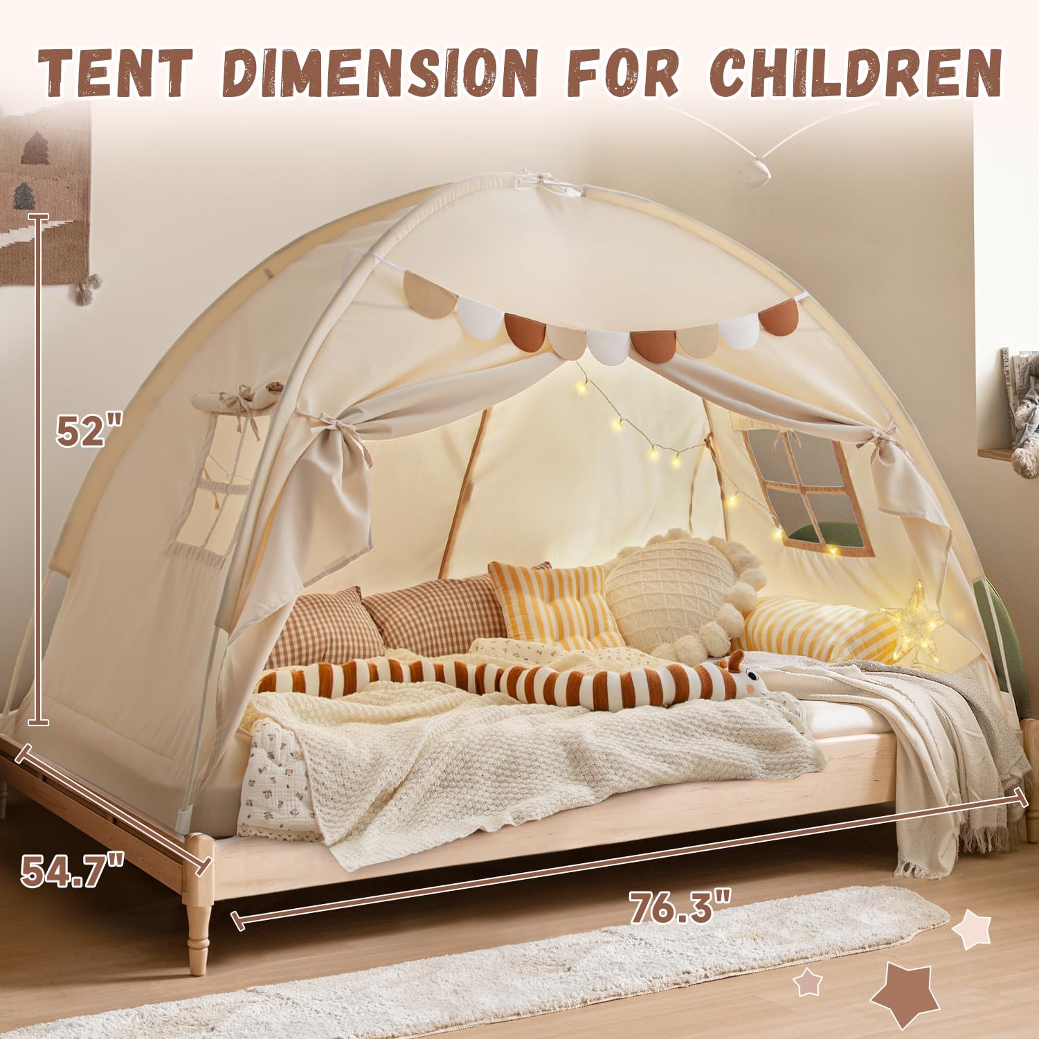 Full Size Bed Canopy Bed Tents Dream Tent On Bed Privacy Space Blackout Sleeping Tents Indoor Breathable Portable Cottage Drafty