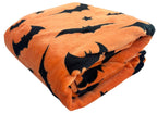 Halloween Throw Blanket: Soft Black Bats Silhouette On Orange Velvet Fleece For Sofa Bed Couch Chair Dorm