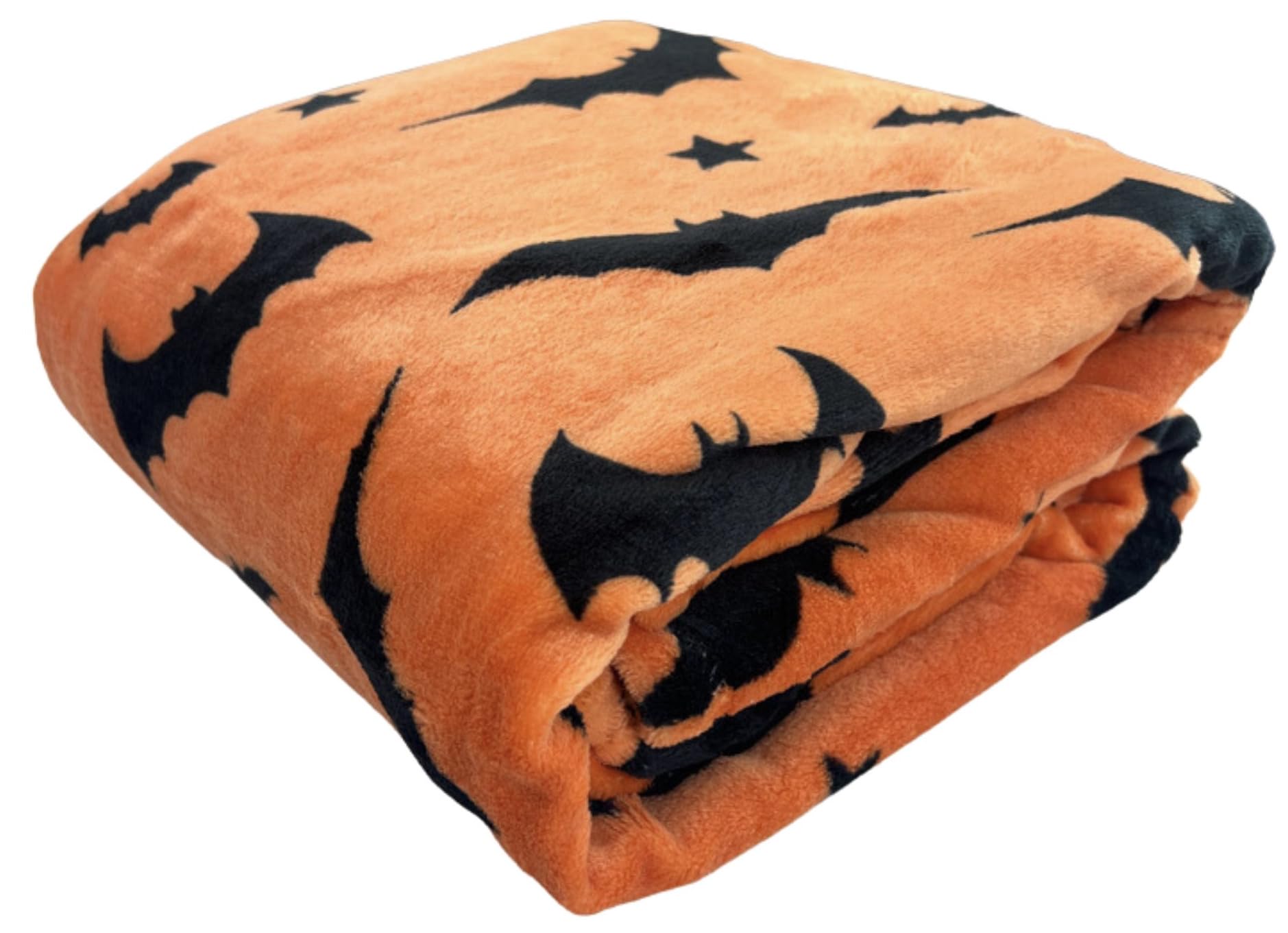 Halloween Throw Blanket: Soft Black Bats Silhouette On Orange Velvet Fleece For Sofa Bed Couch Chair Dorm