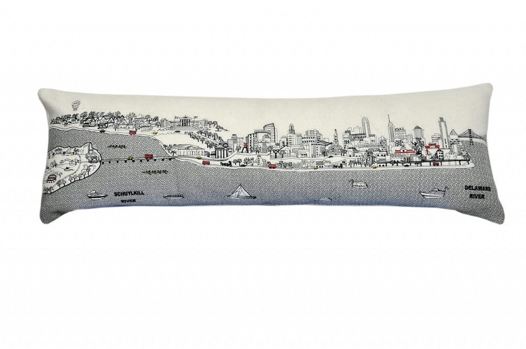 HomeRoots Cream 45' White Philadelphia Daylight Skyline Lumbar Decorative Pillow