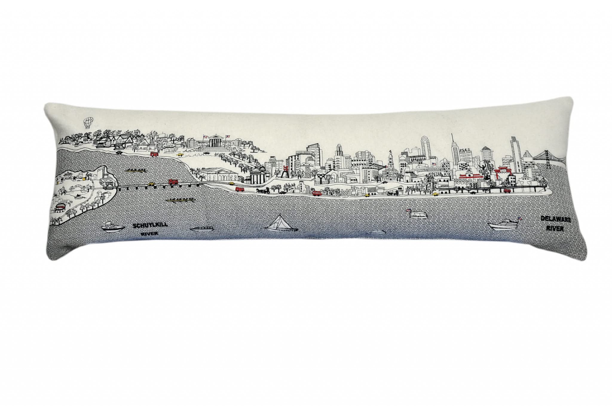 HomeRoots Cream 45' White Philadelphia Daylight Skyline Lumbar Decorative Pillow