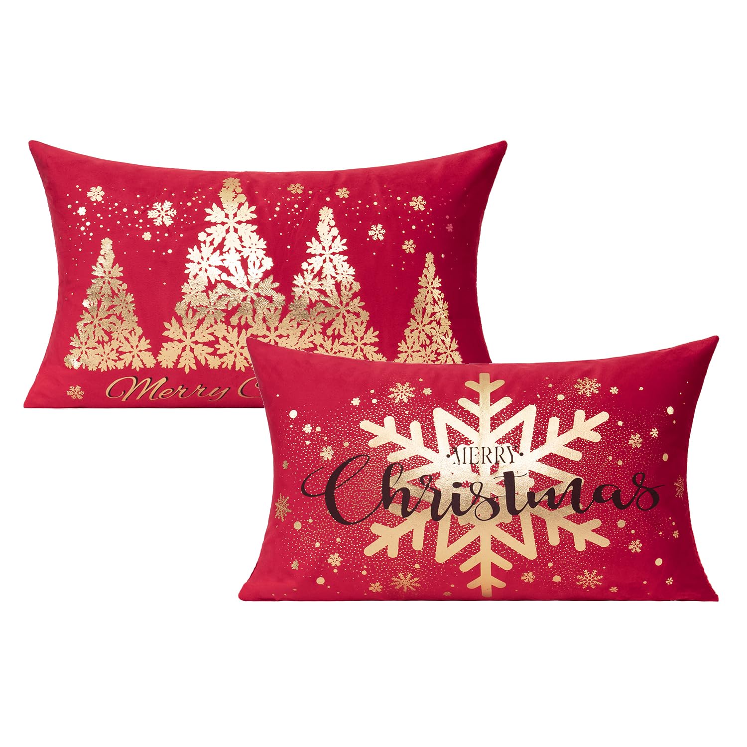 All Smiles Red Gold Christmas Decorations Throw Pillow Covers Cases 12X20 Set Of 2 Turquoise Xmas Indoor Home D  Cor Ornaments V