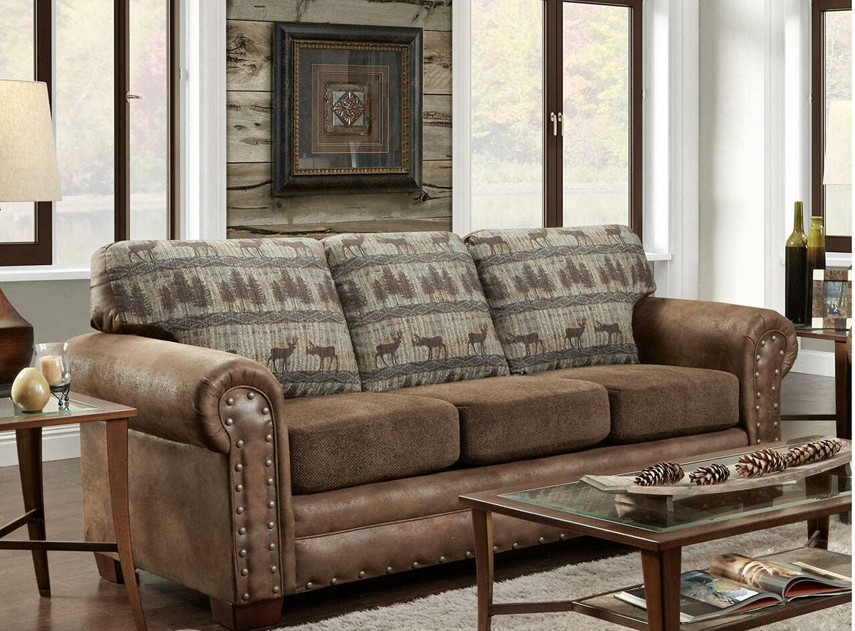 American Furniture Classics Deer Teal Lodge Tapestry Sofa Sleeper, Deer Teal Tapestry