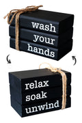 LIVDUCOT Farmhouse Mini Book Stack for Bathroom Decor Bathroom Accessories Half Bathroom Decor Wooden Mini Books for Restroom Sh