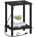 Tutotak End Table With Charging Station, Side Table With Usb Ports And Outlets, Nightstand, 2-Tier Storage Shelf, Sofa Table For Small Space Tb01Bk040