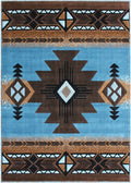 YHSF South West Native American Area Rug C318 (Blue-Brown, 3 Feet 10 Inches x 5 Feet 2 Inches)