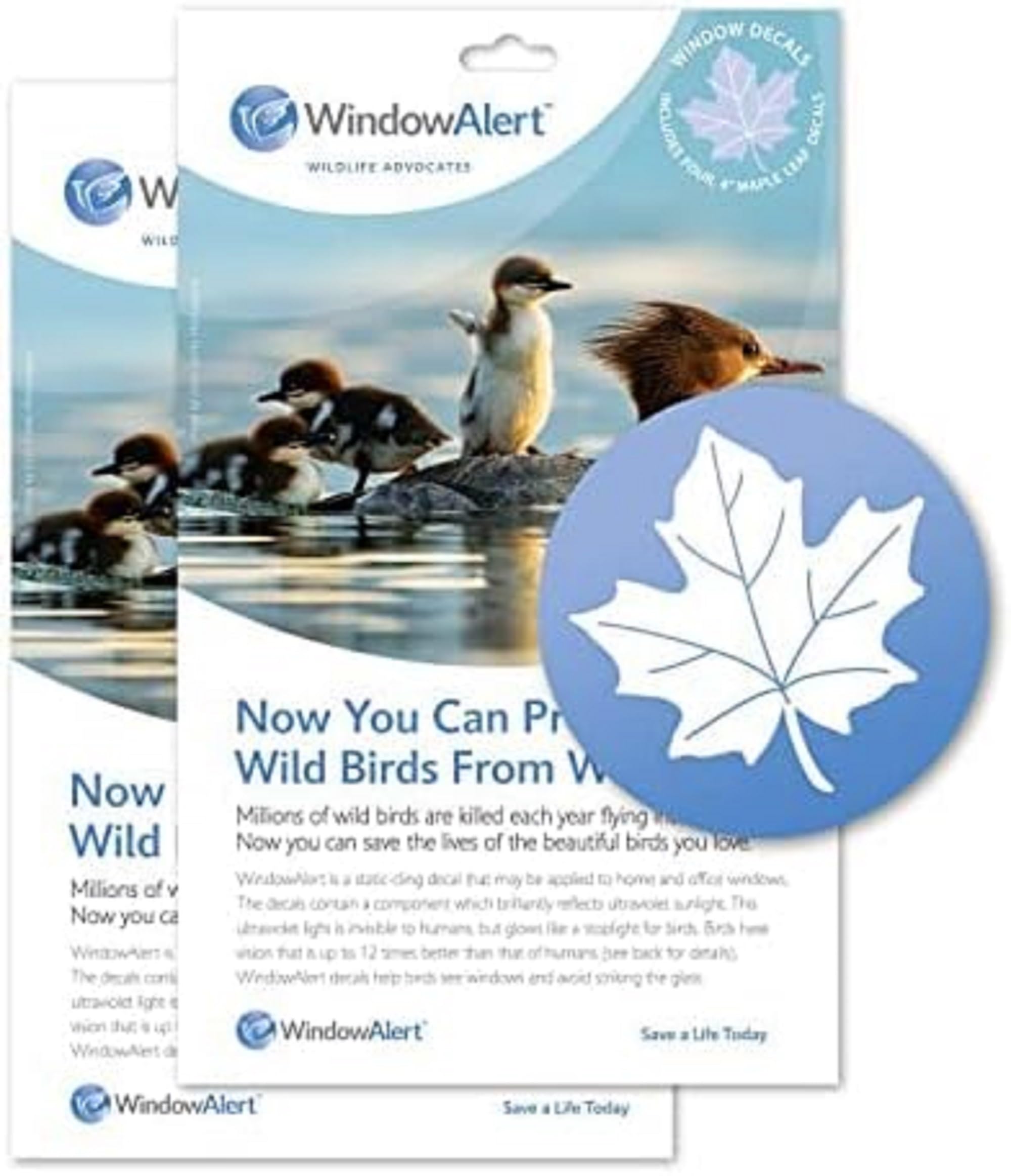 Windowalert Maple Leaf Anti-Collision Decal - Uv-Reflective Window Decal To Protect Wild Birds From Glass Collisions 2-Pack - Ma