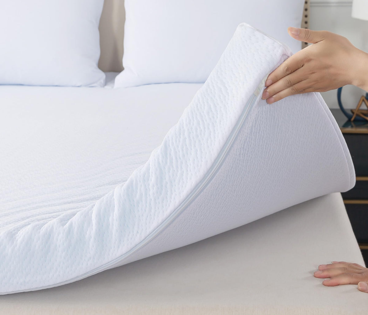 Whatsbedding 3 Inch Memory Foam Mattress Topper Twin Size With Soft Cover, Memory Foam Bed Topper With Removable & Washable Cove