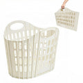 Collapsible Laundry Basket, Foldable Plastic Hamper with Handles, White