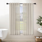 Mrs.Naturall Linen Back Tab Linen Blend Sheer Curtains For Living Room 36X45 Inch Length