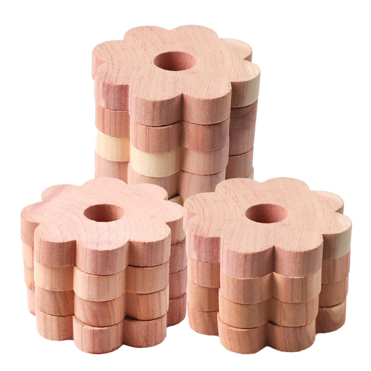 12 Pcs Cedar Blocks for Clothes Storage Cedar Chips for Closets and Drawers Fresh Cedars Rings for Plastic or Wire Hangers Natur