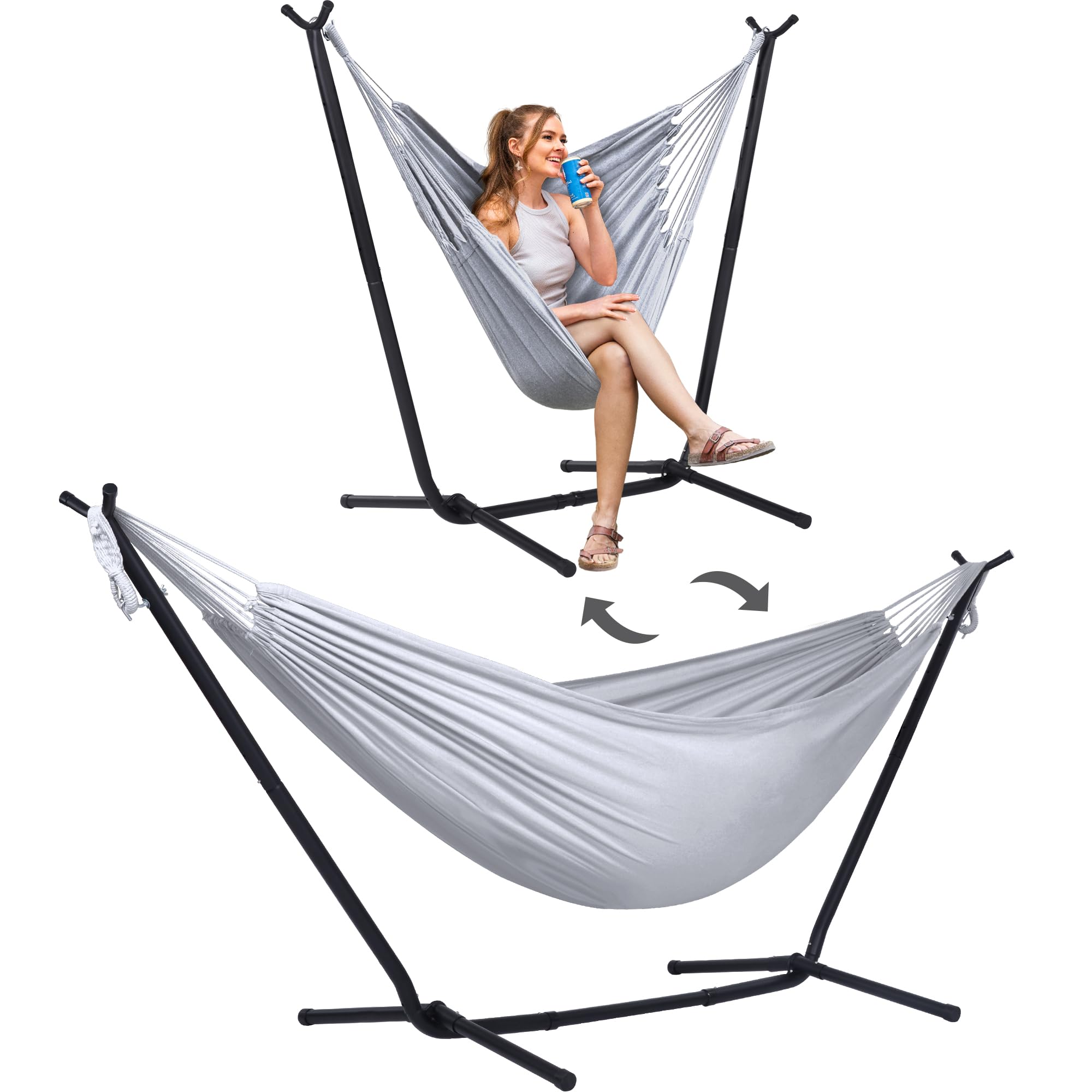Suncreat 2-In-1 Convertible Extra Large Hammocks With Stand, Heavy Duty 2 Person Hammock For Outside With Stand, Patent Pending,