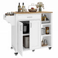 YITAHOME 37 Rolling Kitchen Island Cart with Storage, Butcher Block Island on Wheels, Mobile Kitchen Storage Carts with Shelves 