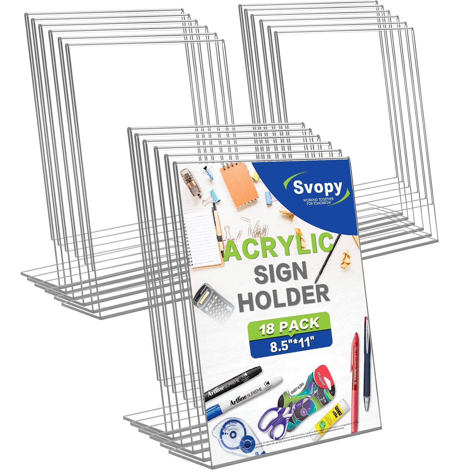 Svopy Acrylic Sign Stand Holders - 8.5 X 11 Inches Clear Plastic Table Paper Display Stand, Suit For Displaying Posters, Picture