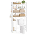 SONGMICS Over The Toilet Storage Shelf with Toilet Paper Holder, Bamboo Bathroom Organizer with Adjustable Shelves, 10.2 x 32.7 