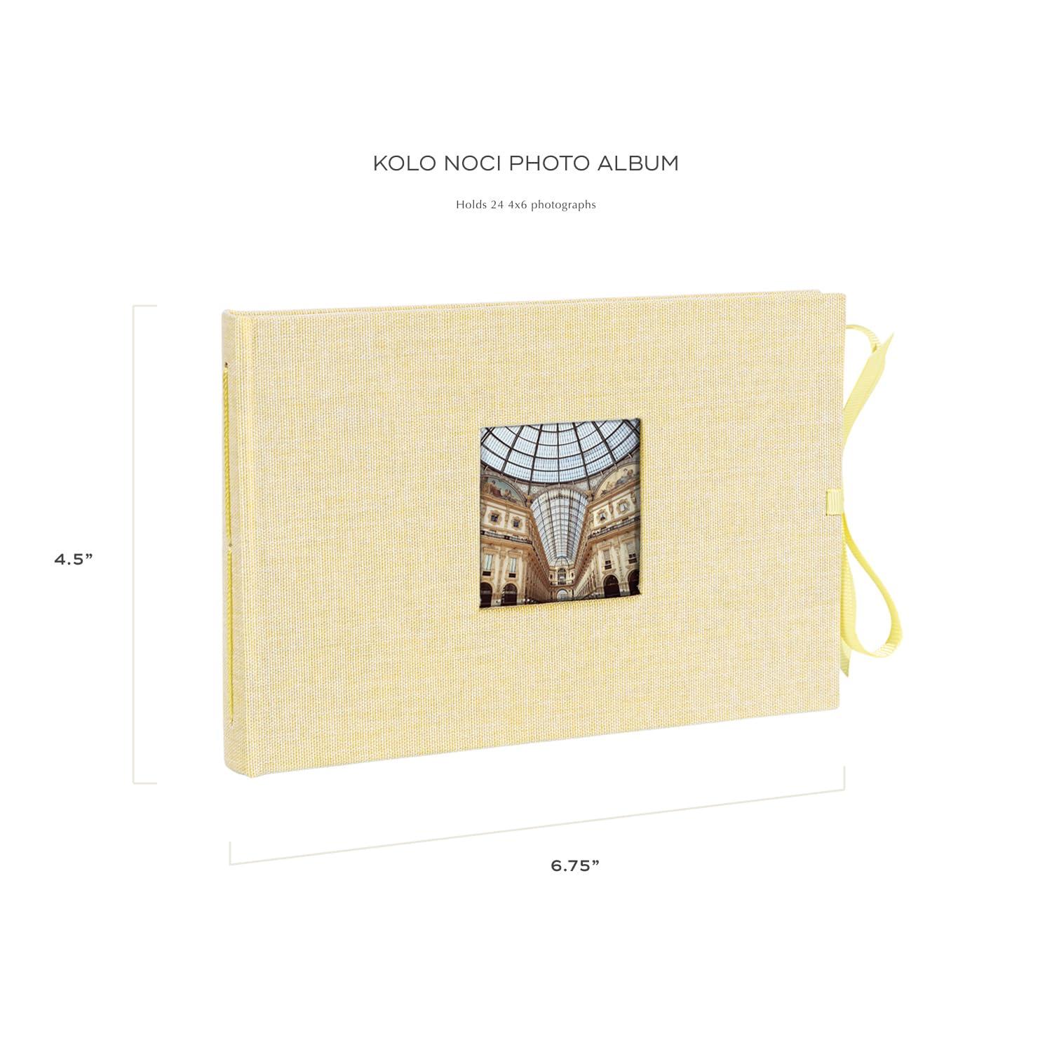Kolo Noci Small 4X6 Photo Album, Holds 24 Photos, Ideal For Weddings And Baby Books, Yellow Chambray