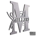 JASS GRAPHIX Miller 12 Brushed Aluminum Monogrammed Sign Door Wall Decor Last Name Signs for Home