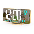 KOSUMOSU Dual Alarm Clock 6.7in Gold Desk Clock with Dimming, 12/24h, Seconds, Date, Day of Week, Temp, Digital LED Clock for Be