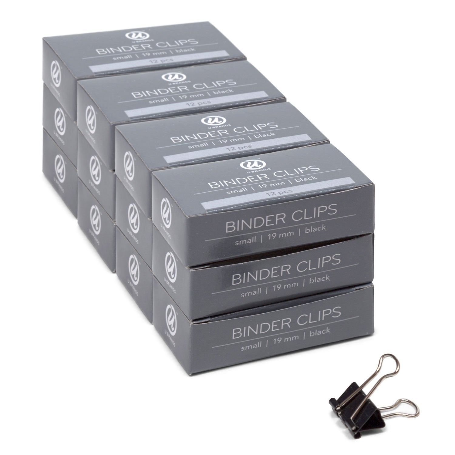 U Brands Binder Clips, Small 3/4-Inch Width, 1/3-Inch Paper Holding Capacity, Black And Silver Steel, 144-Count - 653U08-24