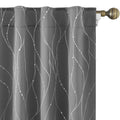Homeideas Light Grey Blackout Curtains, 52 X 84 Inches Long Silver Wave Line With Dots Printed, Back Tab Room Darkening Gray Poc