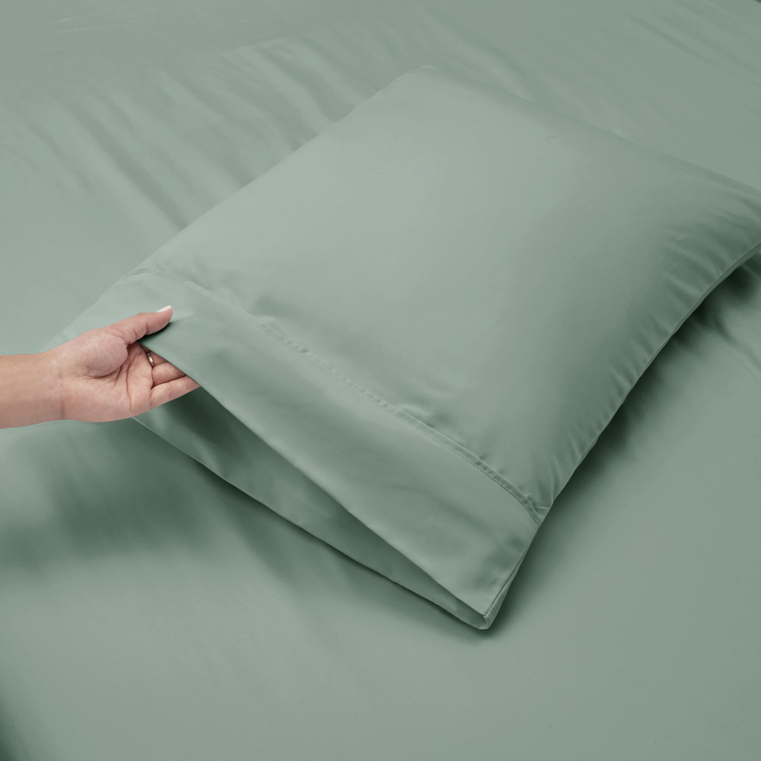 Nestl Extra Deep Pocket Sheets - Fits Mattress 18-24 Inches Deep, Extra Deep Pocket Twin Sheets Sets, 3 Piece Twin Size Sheets, Twin Sheets Deep Pocket, Sage Green Sheets