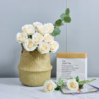 Helera 12Pcs Ivory Roses Artificial Flowers Silk Flowers Fake Roses With Long Stems For Wedding Decor Home Decor Baby Shower Par