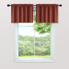 Terracotta Window Valances For Kitchen 2 Pack Rod Pocket Rustic Country Heat Blackout Light Blocking Thermal Insulated Burnt Ora