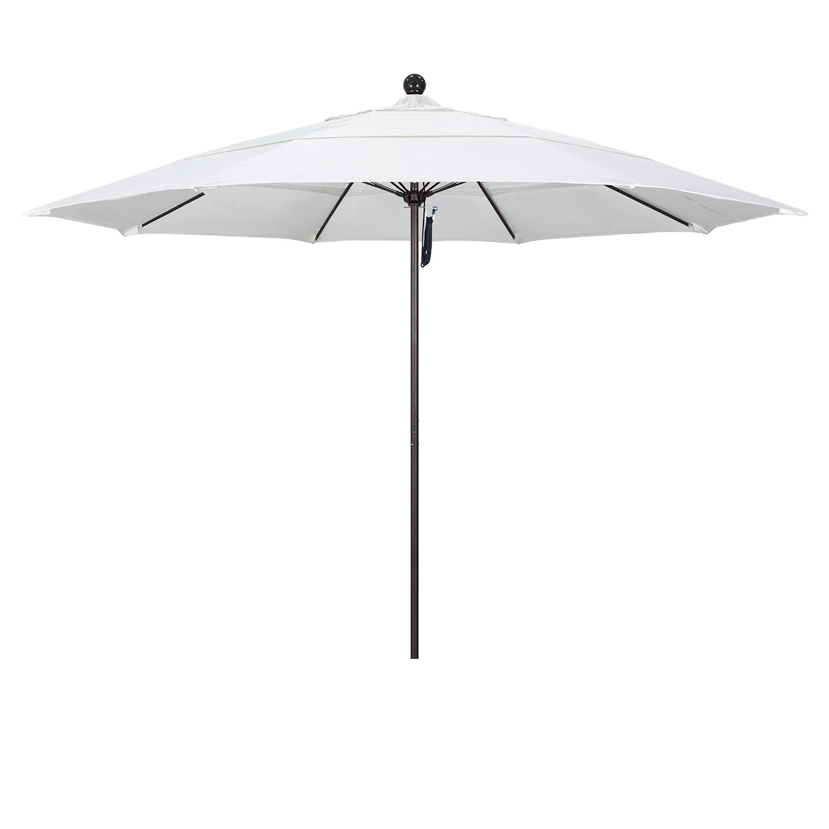 California Umbrella 11' Round Aluminum/Fiberglass Umbrella, Pulley Lift, Bronze Pole, Pacifica Natural Fabric