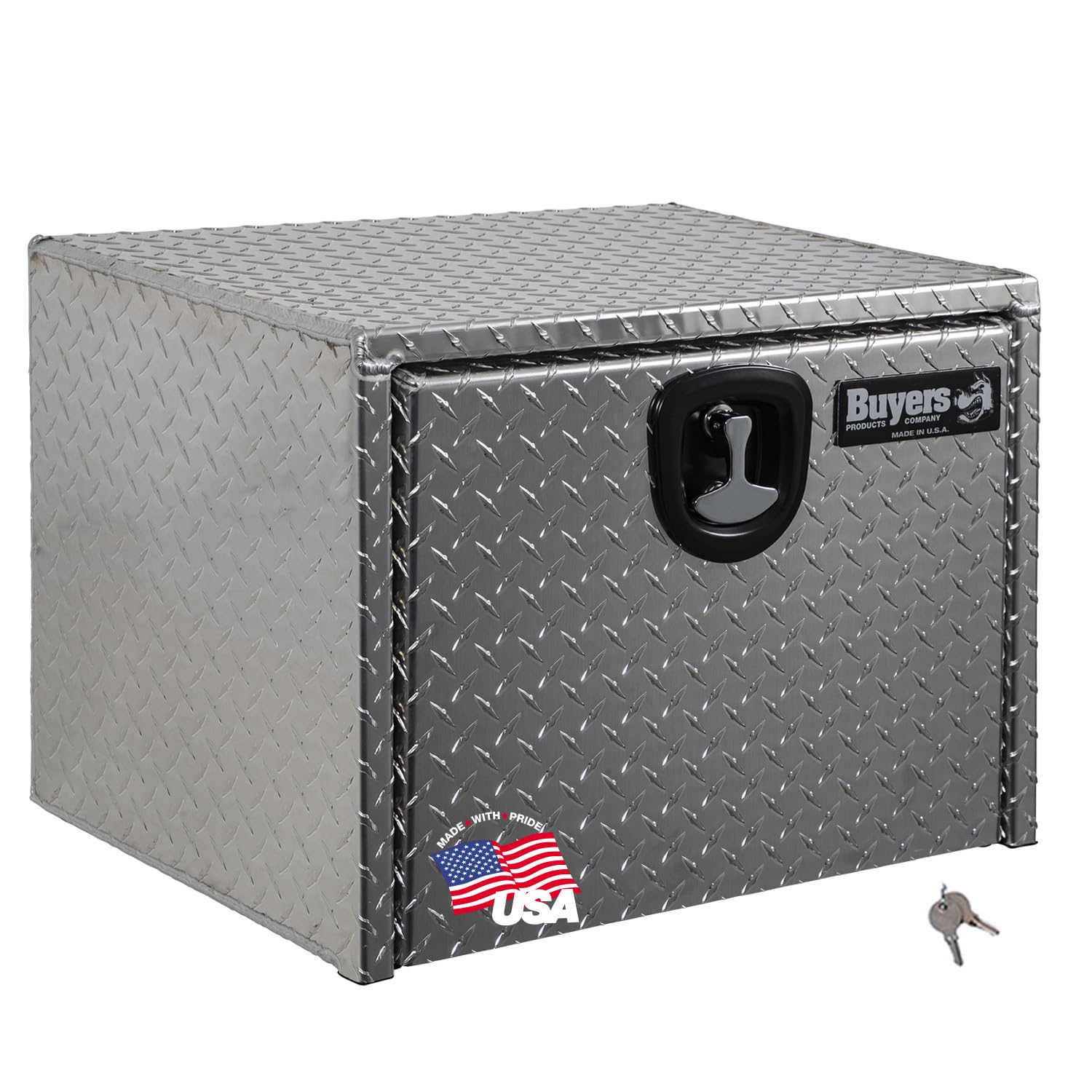 Buyers Products 1705130 Diamond Tread Aluminum Underbody Truck Tool Box W/Compression Latch, 24 X 24 X 24 Inch, Made In The Usa,