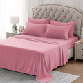 Sleep Zone Nanotex Super Soft Cooling King Bed Sheets Set 4 Piece - Easy Care Fitted Flat Sheet & Pillowcase Sets - Wrinkle Free, Fade Resistant, Deep Pocket 16' (Ballet Pink, King)