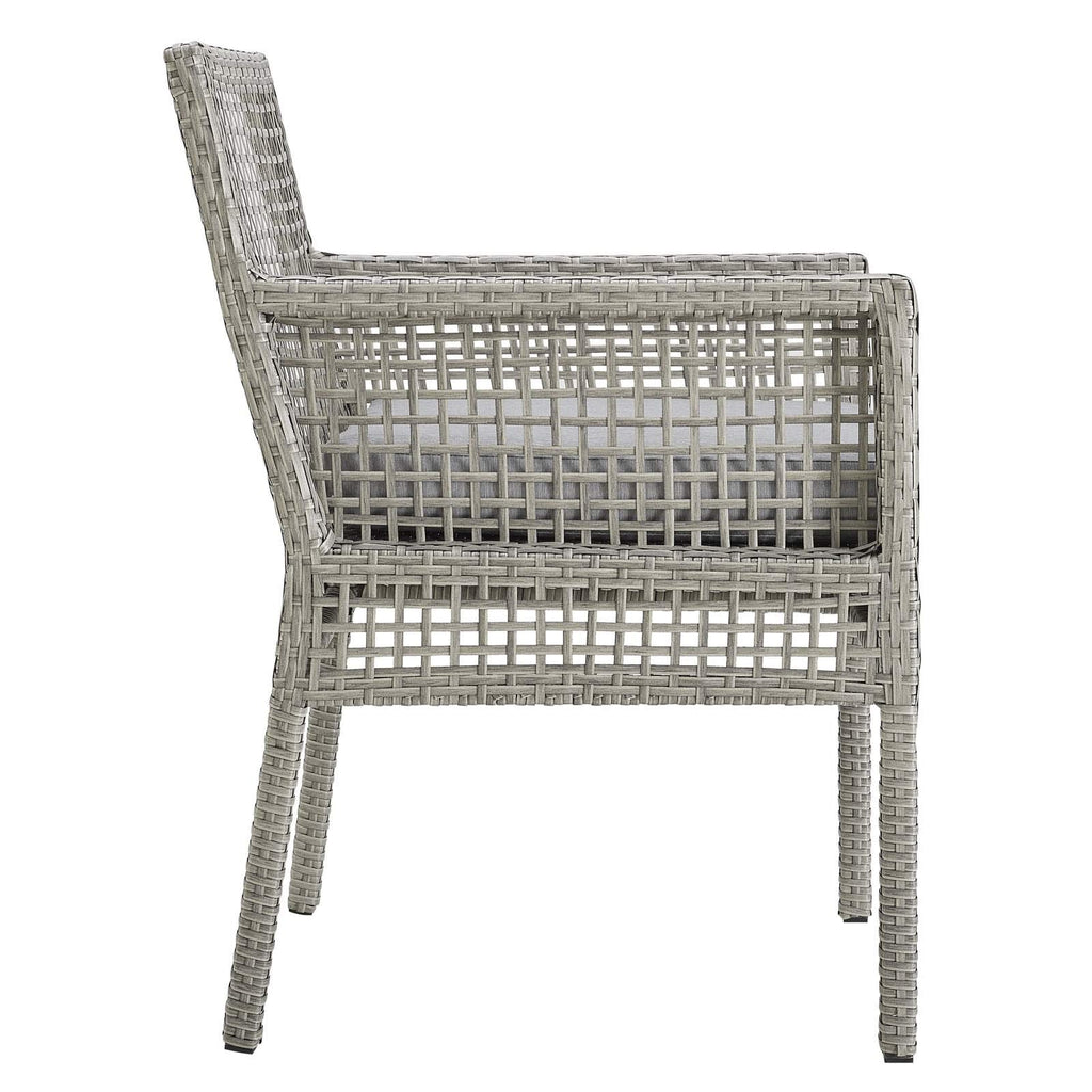Modway Aura Outdoor Patio Wicker Rattan Set Of 4 Dining Armchair In Gray Gray