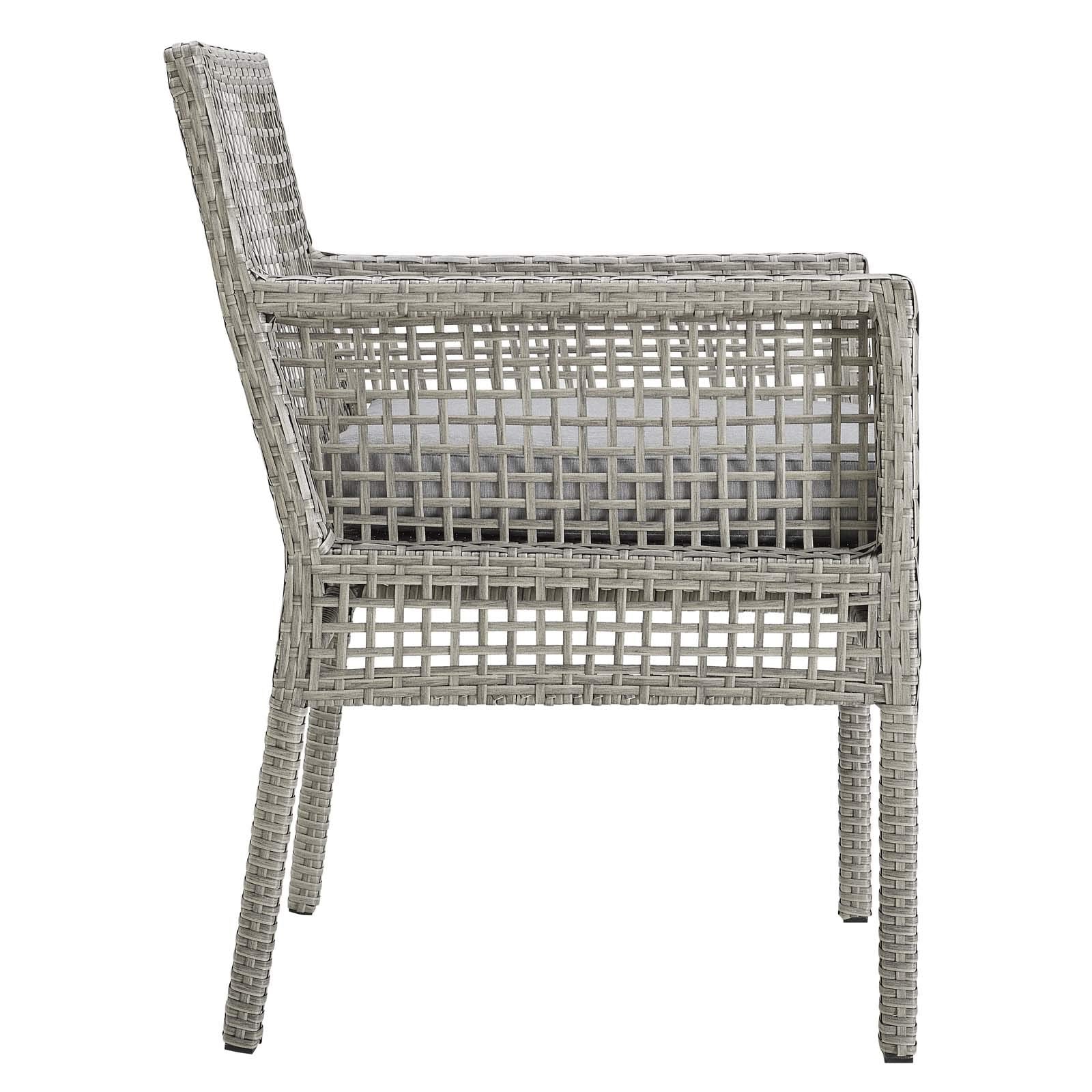 Modway Aura Wicker Rattan Outdoor Patio Two Dining Arm Chairs In Gray Gray