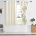 Hiasan Ivory Room Darkening Curtains 45 inches Long, Light Blocking Thermal Insulated Rod Pocket & Back Tab Drapes Sewn with Tie