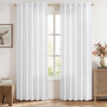 MIULEE Faux Linen Curtains 72 Inch Length 2 Panels Natural White Semi Sheer Curtain with Back Tab Rod Pocket, Light Filtering Wi