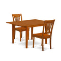 East West Furniture MLPL3-SBR-W 3 Piece Modern Dining Table Set Contains a Rectangle Wooden Table with Butterfly Leaf and 2 Dining Room Chairs, 36x54 Inch, Saddle Brown